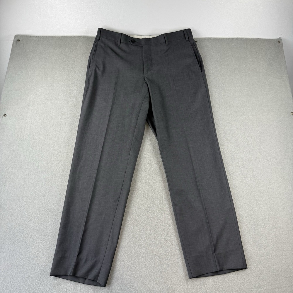 Zanella Platinum Neiman Marcus Parker 100%Wool Dress Pants Gray Mens 36x29 Italy